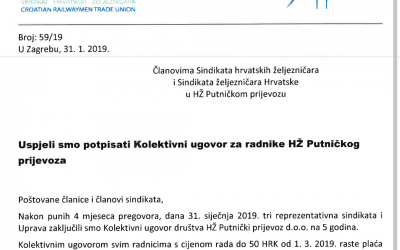 Uspjeli smo potpisati Kolektivni ugovor za radnike HŽ Putničkog prijevoza
